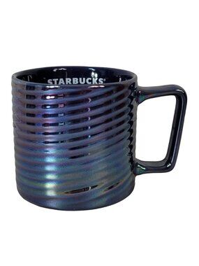 Starbucks Iridescent Swirl Rainbow Mug Blue 12oz Luster 2020 Holiday Collection